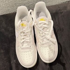 Brand New- Nike White Air Jordan Sneakers with Yellow Details